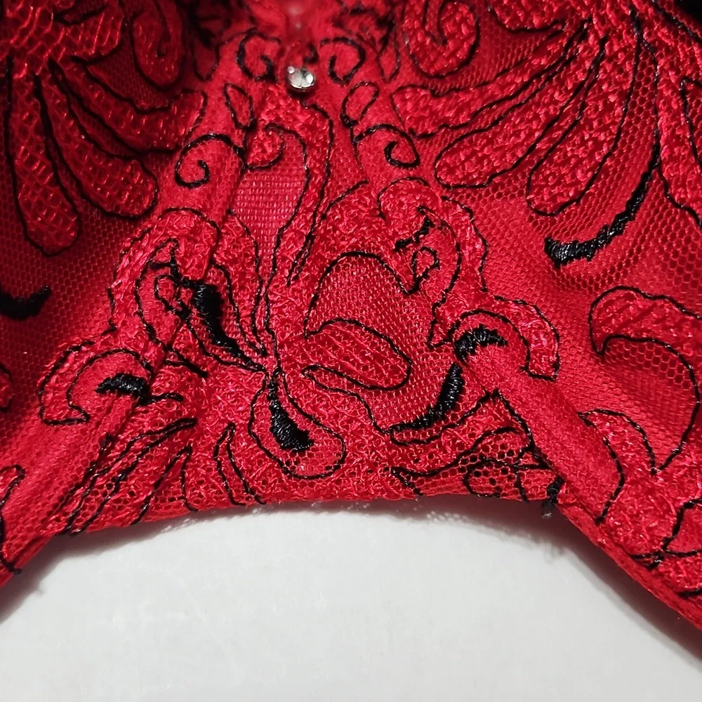 Playtex Red Lace Underwire Full Coverage Padded Bra Size 38DD - Picture 4 of 12
